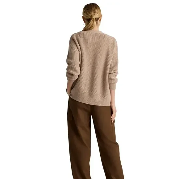 GUC Repaired Quince XL Oatmeal Mongolian Cashmere Fisherman Cropped Cardigan - Picture 2 of 12